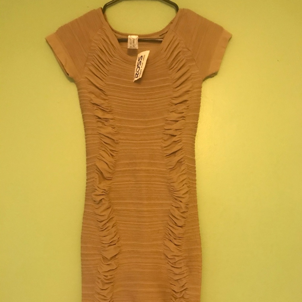 Tan dress open back one size stretchy